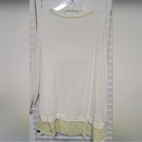 Matilda Jane Off White / Cream & Citron Yellow Top Stripes Tunic Top Size XL - Picture 3 of 5